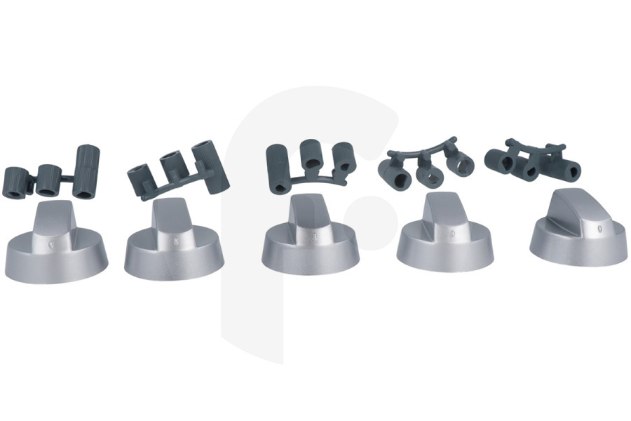 Universeel Horno Juego de botones universales (botones) 5 piezas cromadas para placa de cocción, cocina de gas y otros 228600065 apto para entre otros Incl. adaptadores
