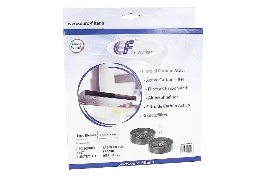 Best Eurofilter filtro de carbón universal (filtro de carbón activado) redondo 2 piezas ECFB03 campana extractora 9029798809