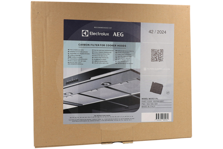 Frigidaire Campana extractora Filtro de carbón (filtro de grasa) Long Life incl. soporte MCFE11FR para Zanussi y otros campana extractora 9029802429