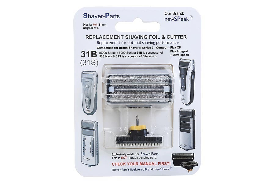 Braun Maquinilla de afeitar Paquete combinado de lámina de afeitar con bloque de cuchillos para Braun maquinilla de afeitar 4313042932618 apto para entre otros Flex Integ.5015-5515-6520