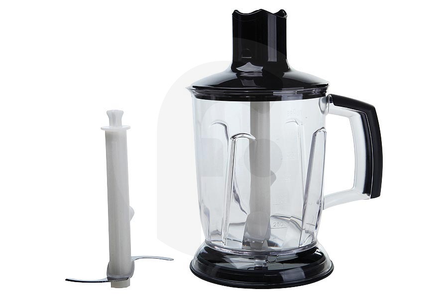 Braun AX22110063 Robot da cucina Braun Contenitore di vetro (MQ40 multifunzionale frantumazione contenitore di vetro / ghiaccio, nero) robot da cucina 0X81364469 adatto a tra cui Minipimer 5-9 frullatore
