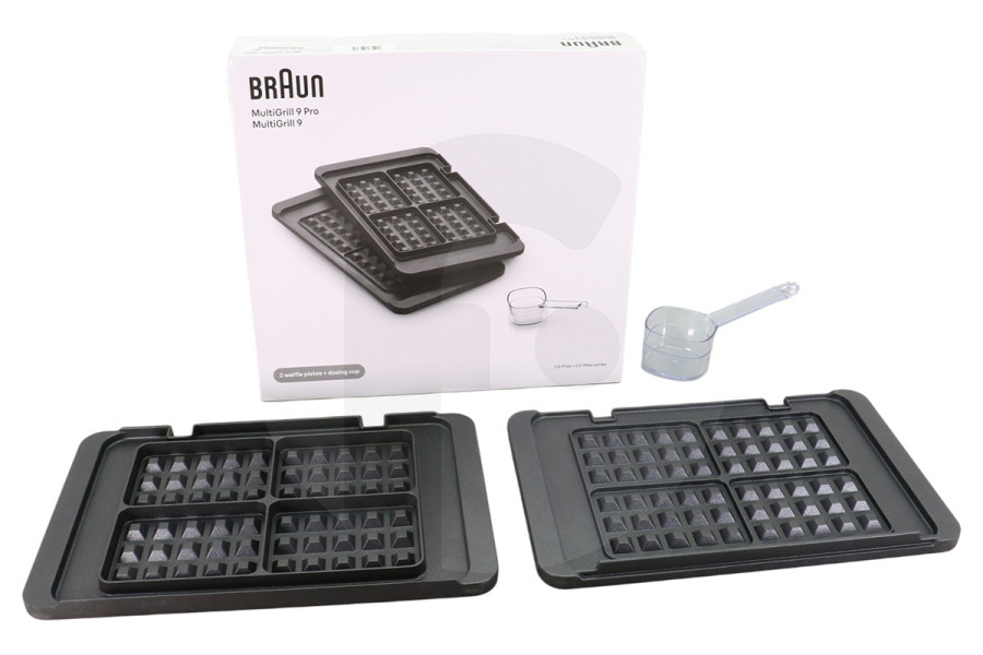 Braun AS00006348 Parrilla Braun BRSK007 juego de 2 platos para gofres + vaso medidor para grill apto para entre otros MultiGrill 9 y 9 Pro