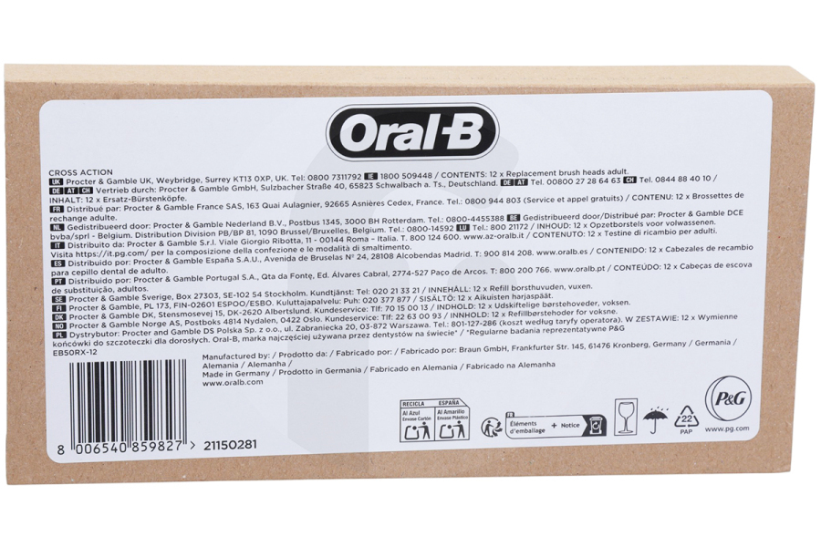 OralB  OralB set di spazzolini Cross Action bianco 12 pezzi per cura personale ORB859827