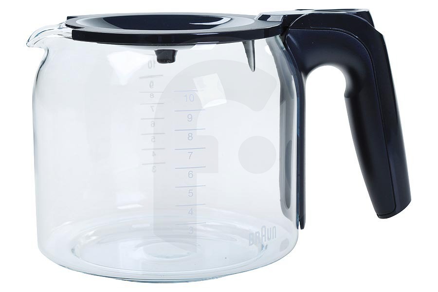 Braun caffettiera (caraffa in vetro) incl. coperchio 10 tazze antracite macchina del caffè 7313210654 adatto a tra cui KF3100WH, KF3120WH
