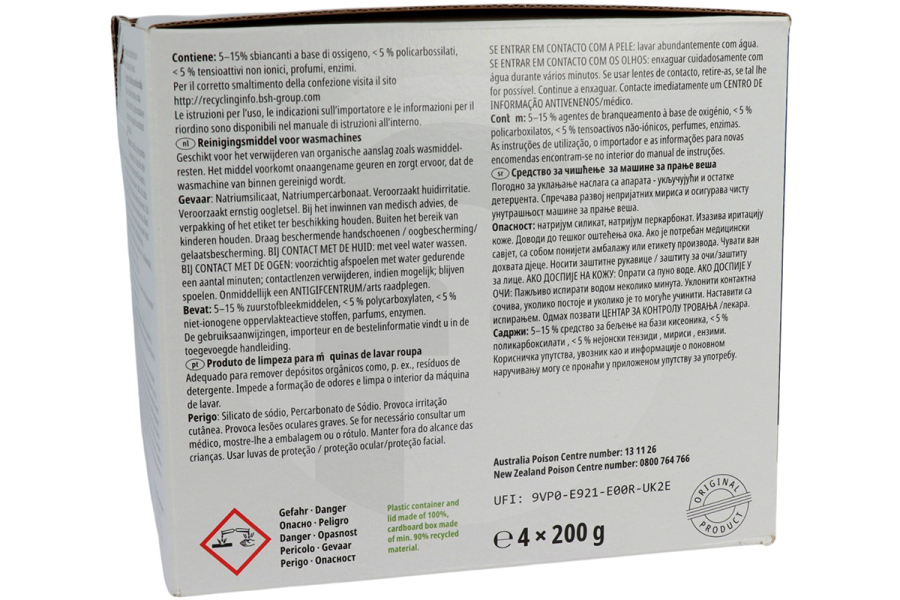 Bosch Lavatrice Bosch Detergente per lavatrici 4x 200 grammi 00312518