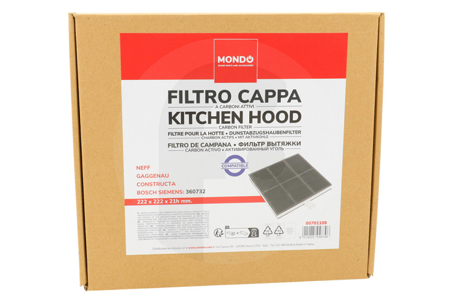 Constructa Cappa aspirante Fiyo Filtro al carbone per Bosch, Siemens cappa LZ51800