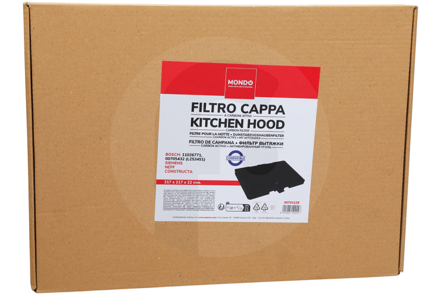 Constructa Campana extractora Filtro de carbón 317x241x24mm Campana extractora 11026771
