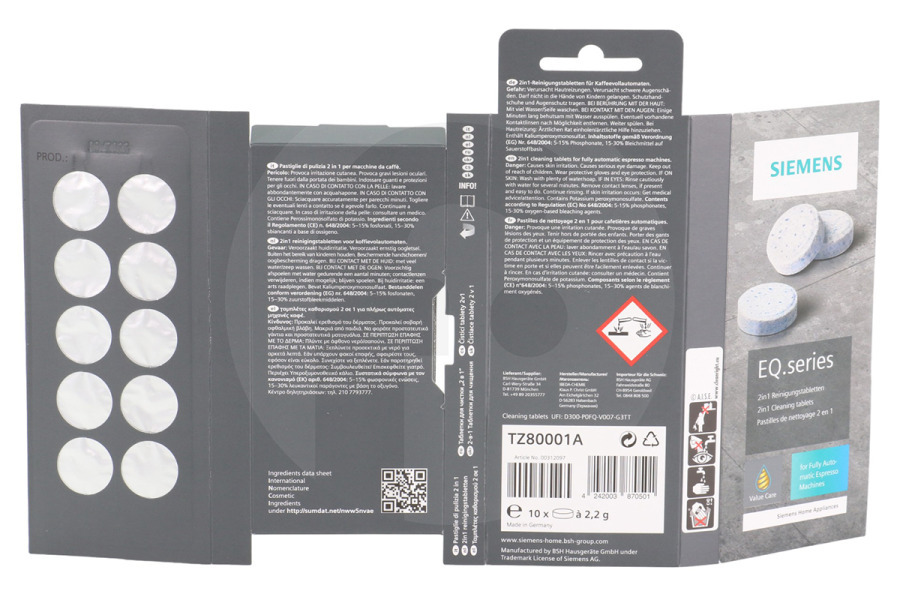 Siemens Macchina del caffè Set di pulizia (kit di manutenzione) per Bosch, Siemens e altri macchina da caffè 312291, 00312291, TZ80003A