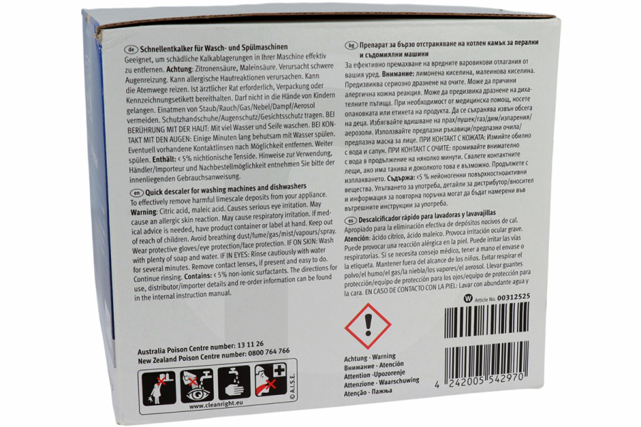 Bosch  Y188312331 Decalcificante Rapido 4x250g per lavatrice Bosch 00312331