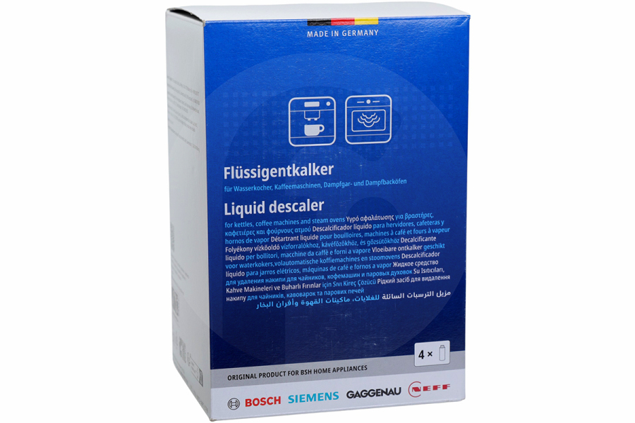 Bosch Macchina del caffè Decalcificante (liquido decalcificante) 4 flaconi da 250ml per Siemens, Bosch e altri macchina da caffè 312013, 00312013