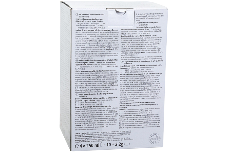 Bosch Macchina del caffè Bosch 312015 00312015 Decalcificante 4x 250ml 10 Caffettiera