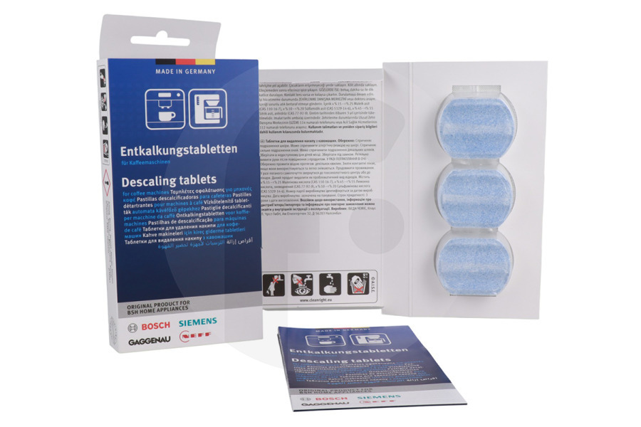 Profilo Macchina del caffè TCZ8002 Pastiglie decalcificazione (2 in 1 modalità, 3 compresse) per macchina da caffè 311819, 00311819