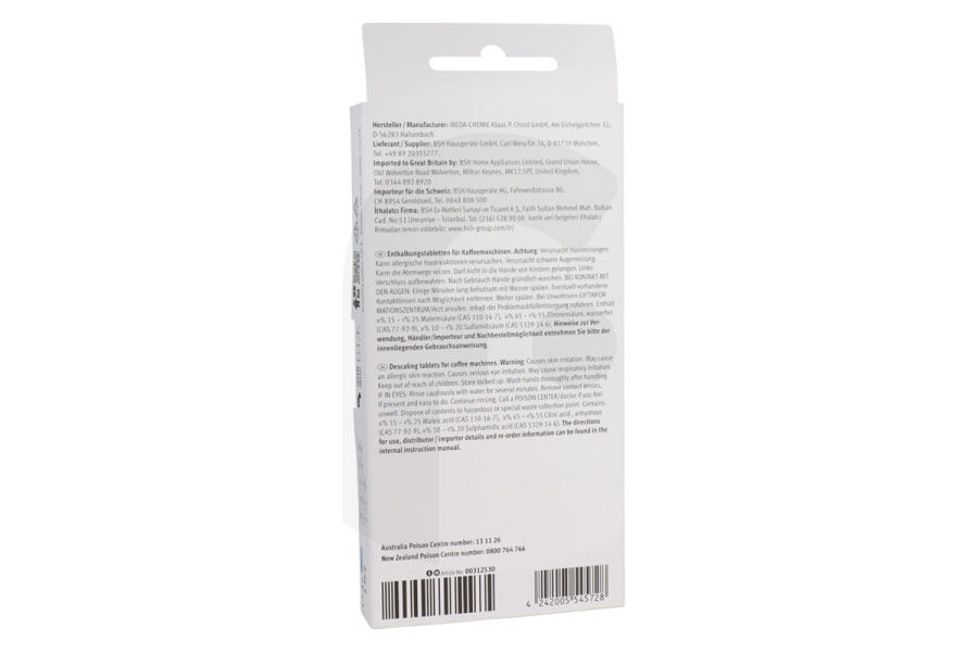 Profilo Macchina del caffè TCZ8002 Pastiglie decalcificazione (2 in 1 modalità, 3 compresse) per macchina da caffè 311819, 00311819