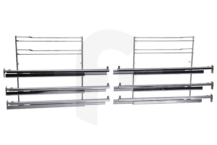 Bosch Horno Guías extraíbles (telescópicas) de 3 partes izquierda/derecha para Bosch, Siemens y otros horno 11049024, HZ638300 apto para entre otros HB655GNS1, HB834RVS1, HBG633NB1