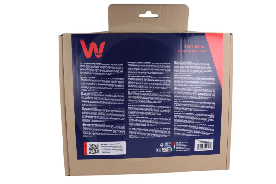 WPRO Cappa aspirante WPRO Filtro a carbone Tipo B210 (Ø210 X 30 Mm) cappa aspirante 481281718524