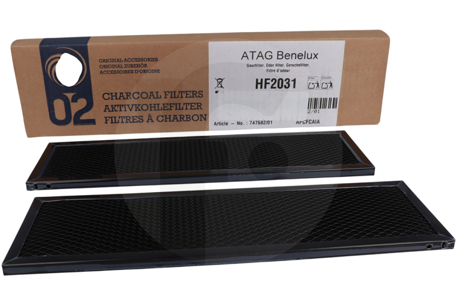 Etna Atag filtro de carbón LongLife 2 piezas para campana extractora 747682, HF2031 apto para entre otros Placa de inducción AKI580ZT