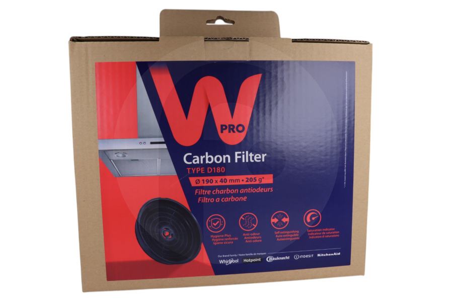 Etna Cappa aspirante WPRO Filtro a carbone D0180 (Ø190 X 40 Mm) cappa aspirante 480181700941, CHF180