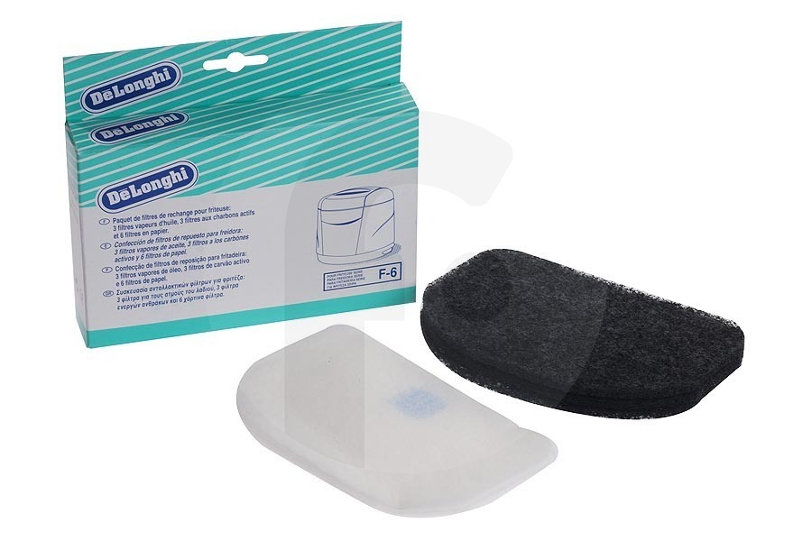 DeLonghi Freidora Filtro (3 grasa, 3 carbón, 3 aceite) freidora 5525102200 apto para entre otros F6