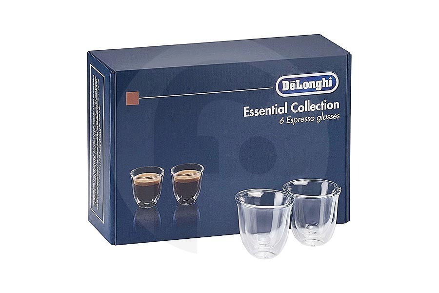 DeLonghi 5513284431 juego de Cafetera tazas de café expreso de doble pared cafetera 5513296651 apto para entre otros Set de 6 vasos de espresso.