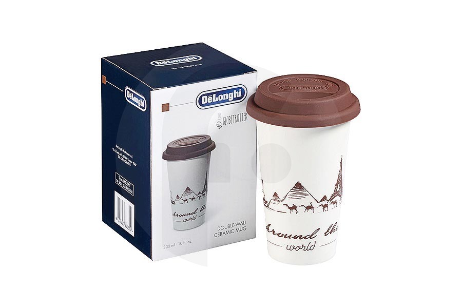DeLonghi Cafetera DeLonghi The Globetrotter taza térmica (taza de cerámica) de doble pared cafetera 5513281041, DLSC057 apto para entre otros El Trotamundos, 300ml
