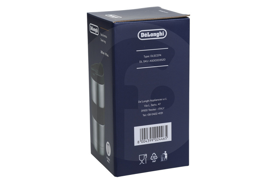 Constructa Cafetera DeLonghi taza de viaje de doble pared de acero inoxidable cafetera AS00003520, DLSC074