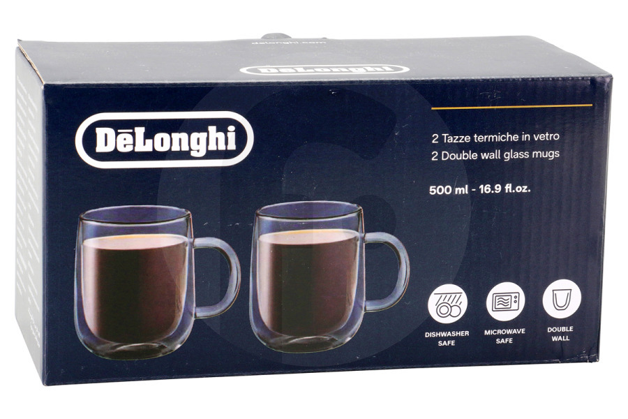DeLonghi Macchina del caffè DeLonghi tazze in vetro a doppia parete 500ml 2 pezzi macchina da caffè AS00006566