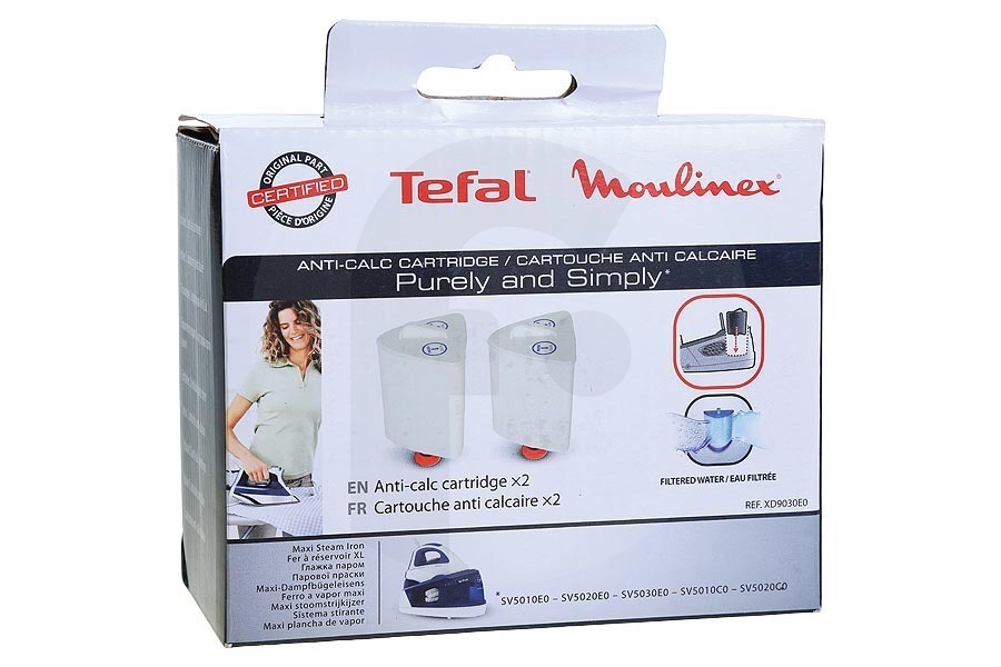 Tefal Ferro da stiro Set di 2 cartucce anticalcare per ferri da stiro a vapore maxi Tefal e altri XD9030E0