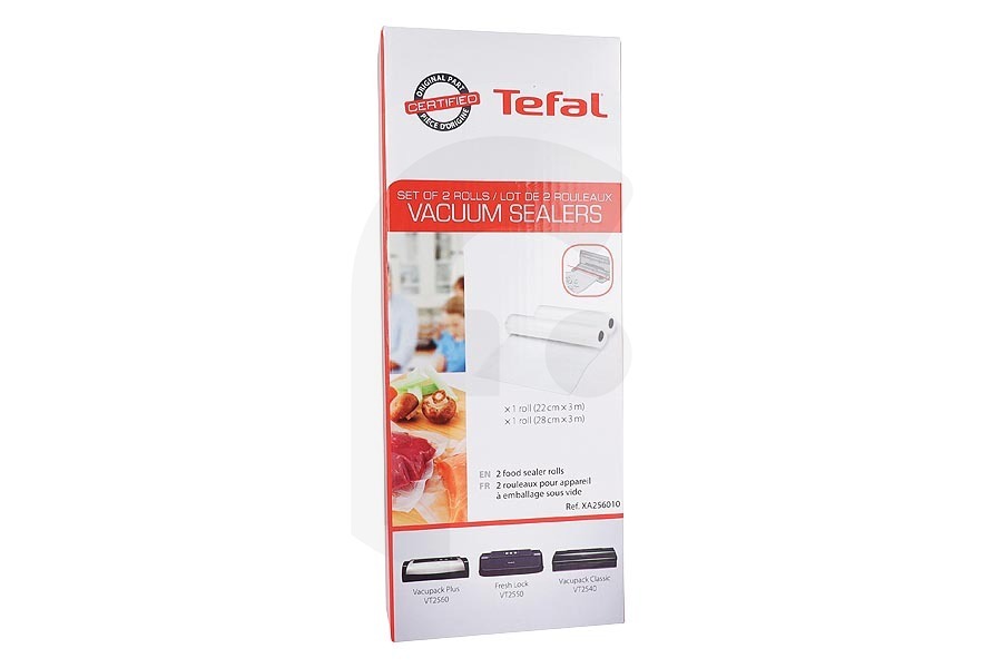 Tefal Macchina per sottovuoto Film per congelatore 2 rotoli per Tefal e altri macchina sottovuoto XA256010, XA-256010 adatto a tra cui VT2560, VT2550, VT2540
