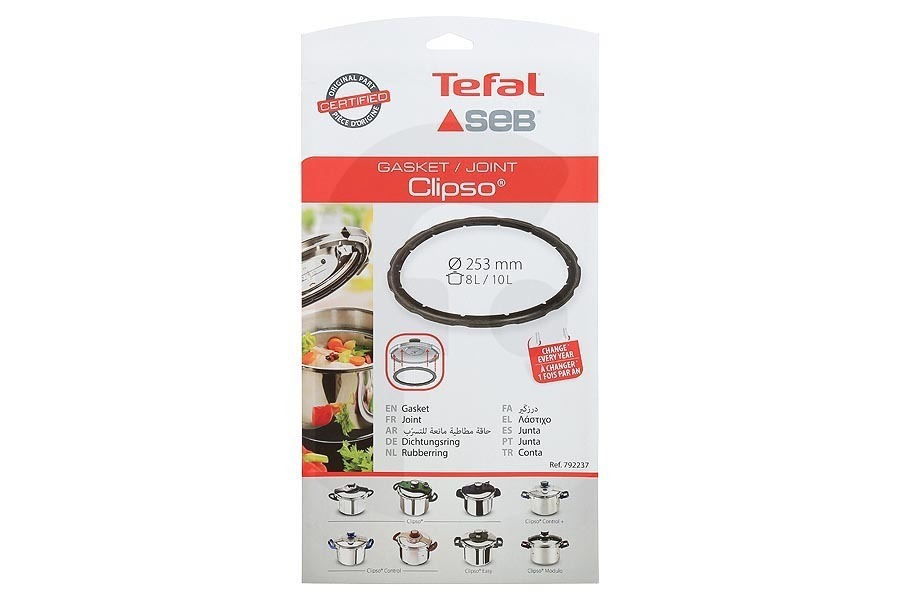 Tefal Pentola a pressione Guarnizione 8-10l inossidabile ø253 792237 adatto a tra cui Clipso
