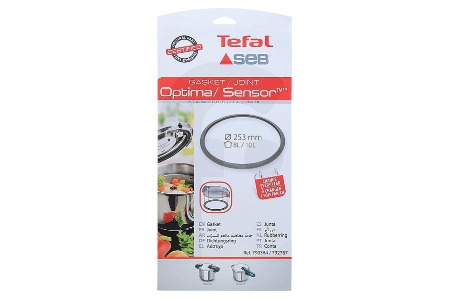 Tefal Pentola a pressione Guarnizione in gomma (guarnizione) INOX 8/10L Ø 253mm per Tefal e altri pentola a pressione 790364