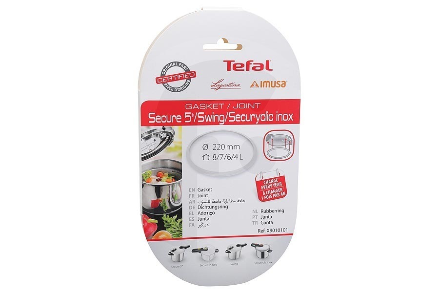 Tefal Pentola a pressione Guarnizione in gomma (anello di tenuta) ø 22 cm per Tefal e altri pentola a pressione X9010101
