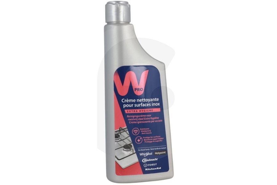 WPRO 484000008501 Campana extractora WPRO Crema Limpiadora Inox Acero Inoxidable 250ml IXC015 apto para entre otros Todas las superficies de acero inoxidable y cromo