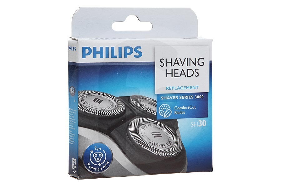 Philips Maquinilla de afeitar Cabezales de afeitador (SH30, 3 cabezales) p. afeitadora SH30/50 apto para entre otros Máquina de afeitar de la serie 3000