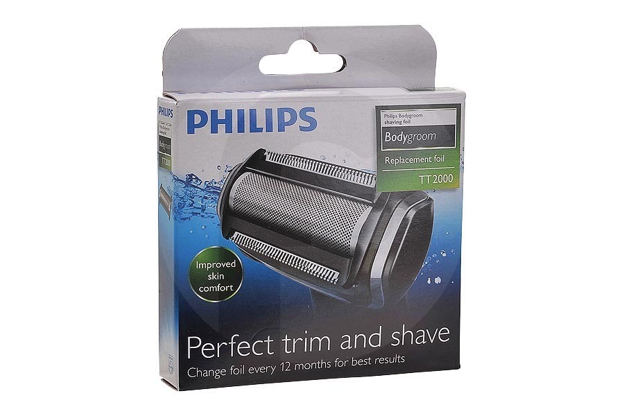 Philips Maquinilla de afeitar Bloque/cabezal cuchilla (de afeitadora Total Body) TT2000/43 apto para entre otros Bodygroom, papel de reemplazo