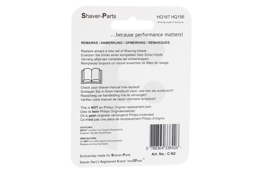 NewSPeak  NewSpeak HQ167/HQ156 (Coolskin) per rasoio C-N2 Shaver-Parts