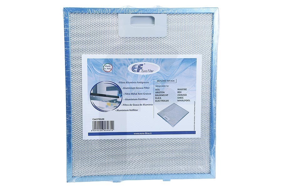 Husqvarna Eurofilter filtro de grasa (filtro de metal, filtro de aluminio) 267 x 305 mm campana extractora 480122102168 apto para entre otros AKR920, AKR639, DKLS3790