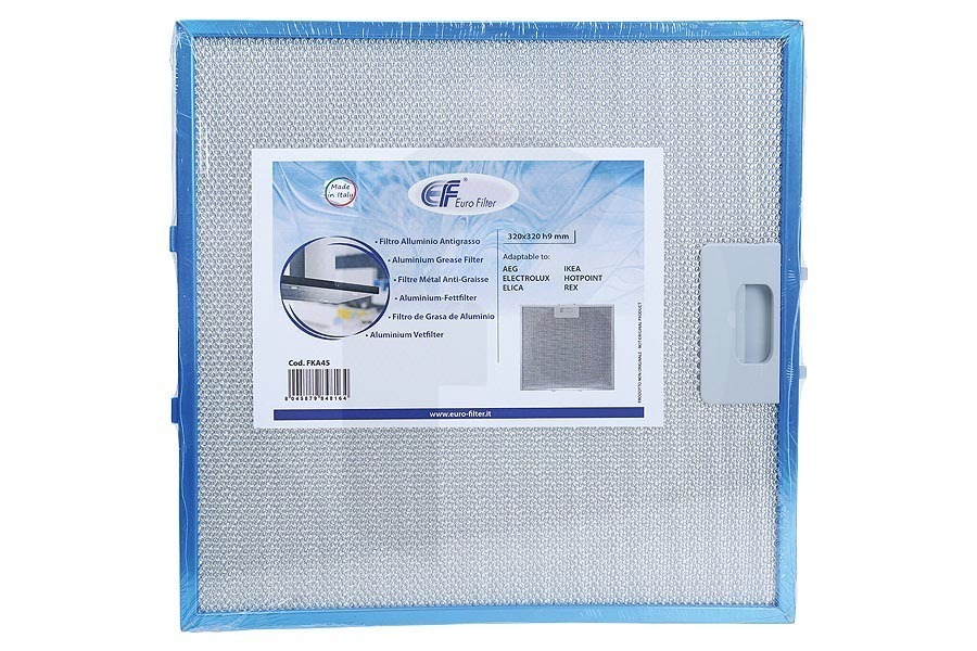 Alternatief Eurofilter filtro de grasa (filtro de metal, filtro de aluminio 320 x 320 mm) campana extractora 481248058144 apto para entre otros AKR965, DKR589, DBR6890