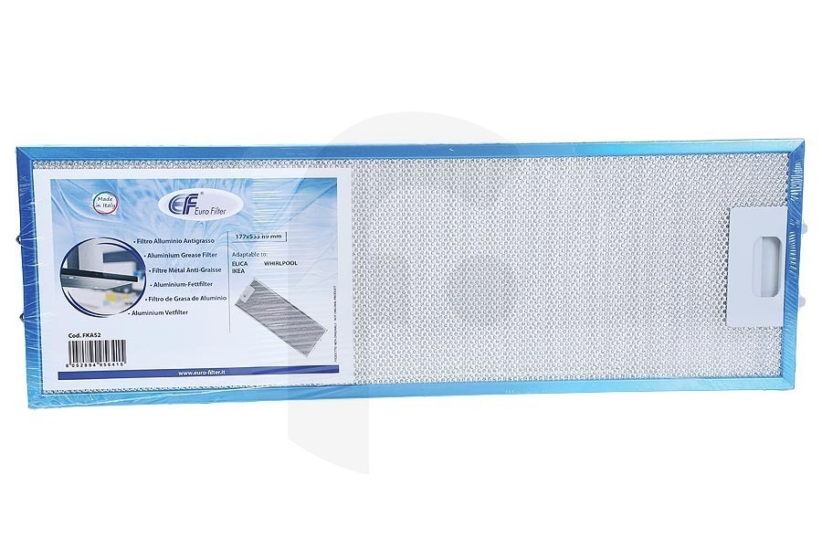 Ignis Eurofilter filtro de grasa (filtro de metal, filtro de aluminio) campana extractora 481248058305 apto para entre otros AKR641, AKR643, AKS642