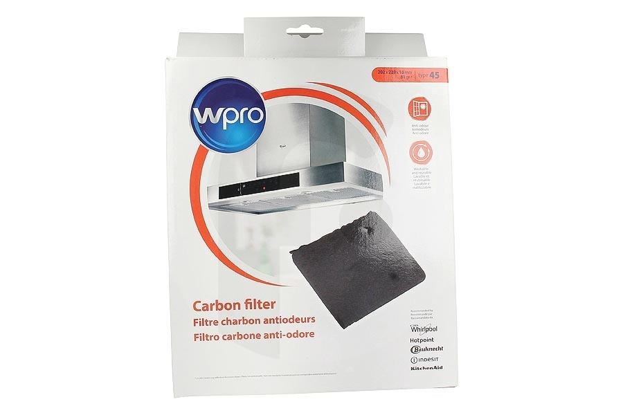 Whirlpool Campana extractora Filtro de carbón (filtro de carbón activado) rectangular para Whirlpool y otros campana extractora 484000008785
