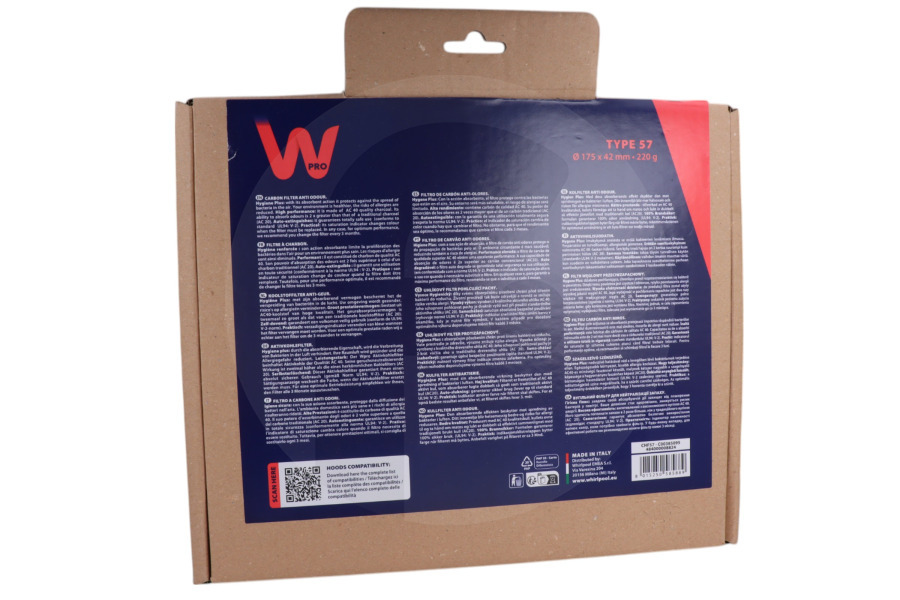 WPRO Cappa aspirante WPRO filtro a carbone attivo rotondo 2 pezzi tipo 57 per Bauknecht e altri cappa aspirante 484000008824