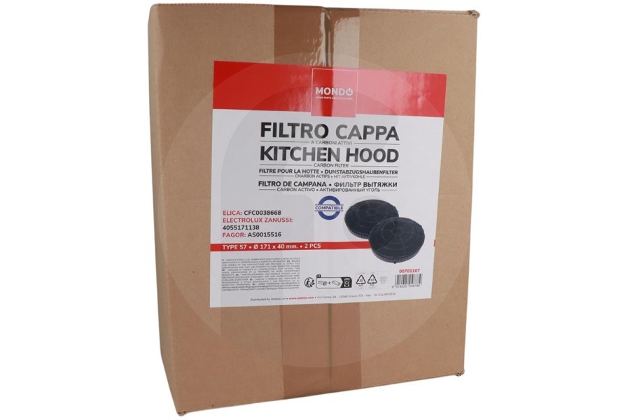 Alternatief Cappa aspirante Filtro a carbone attivo rotondo set da 2 tipo57 per Ariston e altri cappa aspirante 484000008824