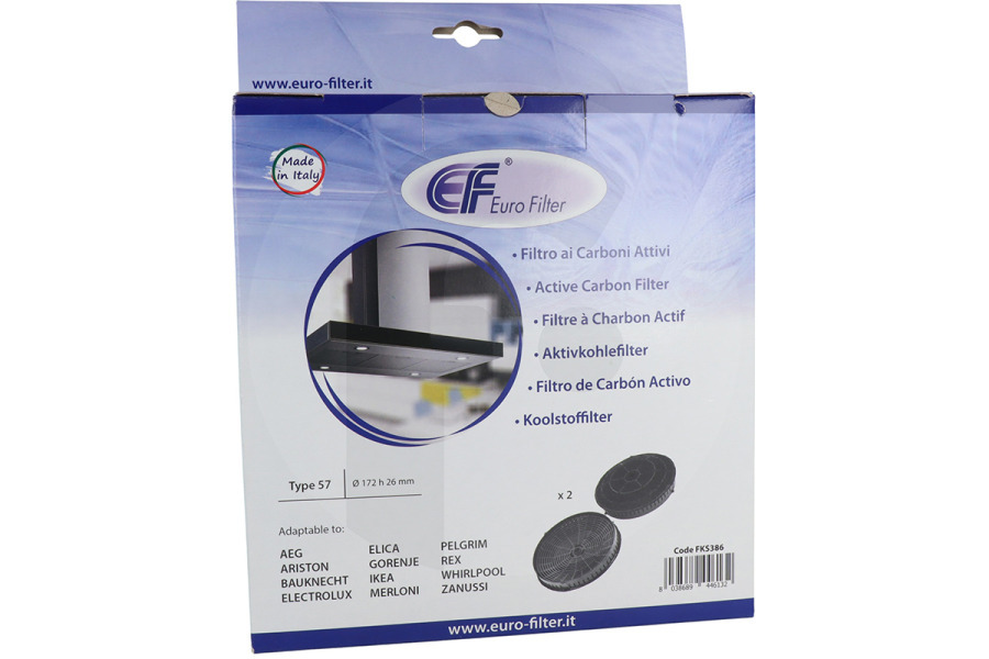 Alternatief Cappa aspirante Filtro a carbone attivo rotondo set da 2 tipo57 per Ariston e altri cappa aspirante 484000008824