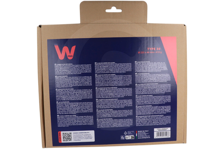 WPRO Cappa aspirante WPRO Filtro a carbone Tipo 30 (Ø235 X 46 Mm) cappa aspirante 481281718529, FAC309