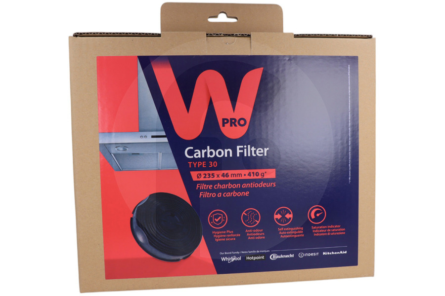 WPRO Cappa aspirante WPRO Filtro a carbone Tipo 30 (Ø235 X 46 Mm) cappa aspirante 481281718529, FAC309