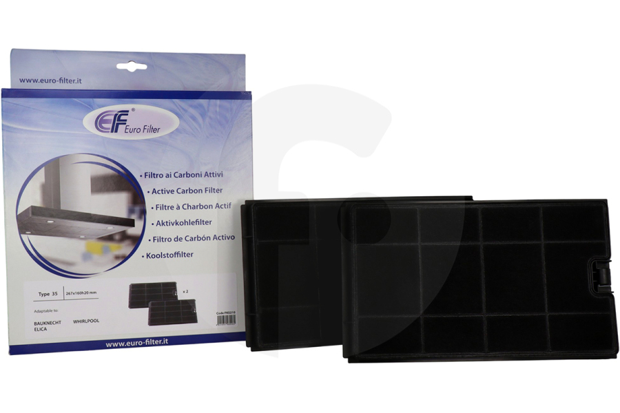 Eurofilter Cappa aspirante Eurofilter filtro a carbone universale (filtro ai carboni attivi) rettangolare 2 pz. cappa aspirante 484000008675 adatto a tra cui MNC4013, AKR907, AVM950