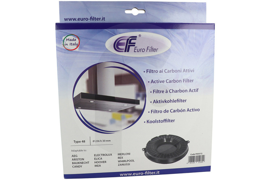 Alternatief Campana extractora Filtro de carbón Tipo 48 circular ⌀ 236mm x 30mm Campana extractora 484000008783