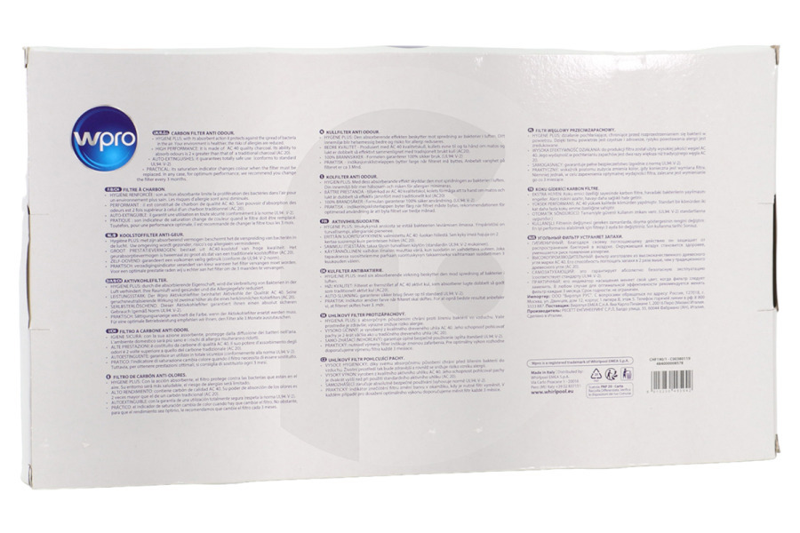 Whirlpool Dunstabzugshaube WPRO Filter (Kohlenstoff 485 x 265 x 48 mm) für Dunstabzugshaube 484000008578, CHF190