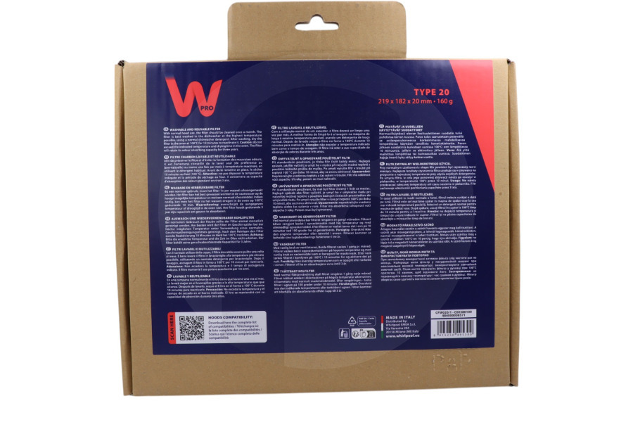 WPRO Cappa aspirante WPRO Filtro a carbone Tipo 20/Dkf43 per Whirlpool e altri cappa aspirante 480181700586, CFW020B