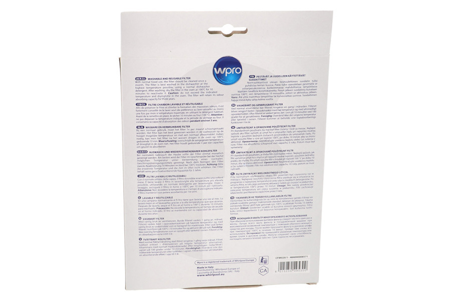 Alternatief Cappa aspirante WPRO Filtro a carbone Tipo 20/Dkf43 (220X180X20 Mm) cappa aspirante 480181700586, CFW020B