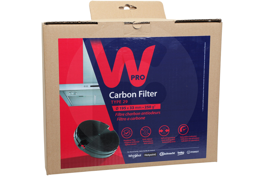 Whirlpool Dampkap Koolstoffilter rond voor o.a. Whirlpool dampkap 484000008572